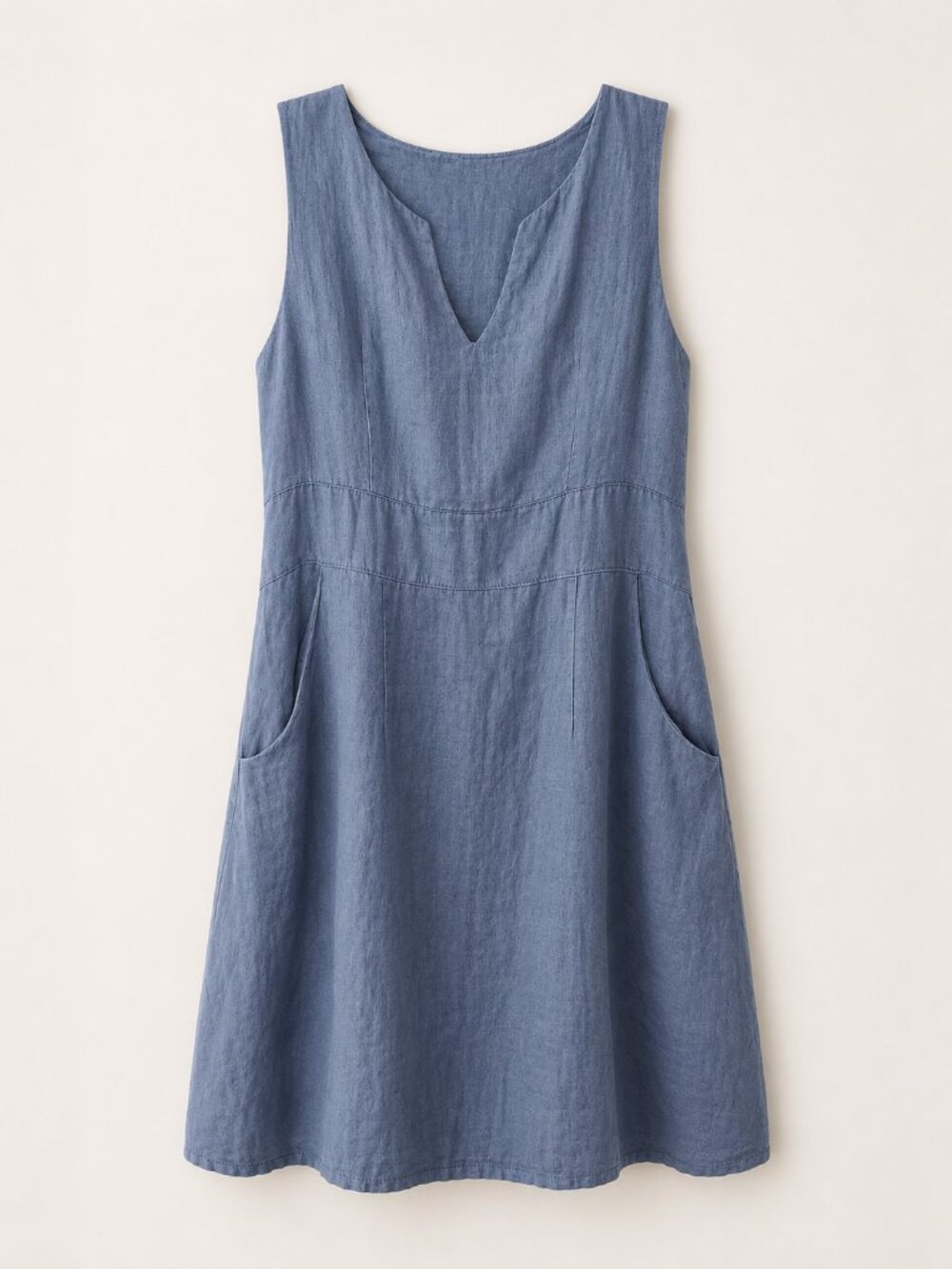 Lungo L’Arno Blue Linen Sleeveless Dress Size Small/Medium - Picture 2 of 6